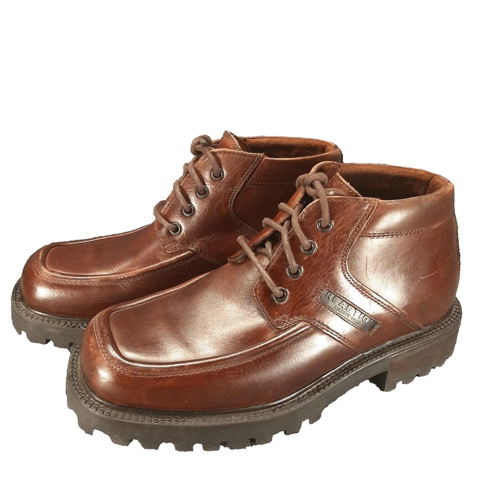 KENNETH COLE Reaction Lug Sole Leather Casual Boot 7.5 Vintage Chukka Y2K Look - Picture 1 of 16